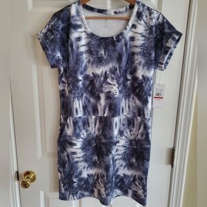 Gaiam Womens Hudson Graphite Gray Tie Dye Athleisure Pocket Tee Dress Size S